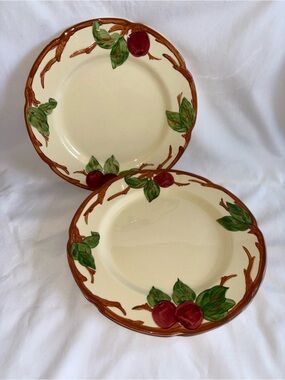 Franciscan Vintage Apple Dinner Plates Set of 4 Hand Painted 10” USA - As Is